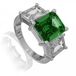 Green Crystal II Ring for Women | Womens Aesthetic & Stylish Silver Ring