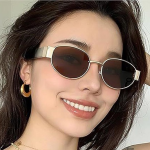 Unisex Round Sunglasses with UV Protected Lens Brown-Brown